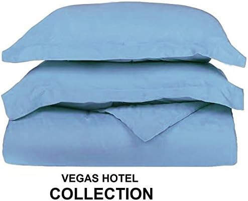 Italian Finish 600 TC Egyptian Cotton { 3-PCs } Duvet Cover Set from VEGAS HOTEL COLLECTION with Zipper Closure Duvet Solid Pattern Enhance your sleeping experience now (Super King, Light Blue)