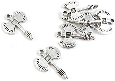 1020 Pieces Antique Silver Tone Jewelry Making Charms Findings Fashion Wholesale Supplies Pendant Lots Bulk Supply SC3145 Axe Hatchet