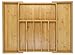 KitchenEdge Bamboo High Capacity Kitchen Drawer Organizer for Silverware, Flatware and Utensils, Expandable to 21 Inches Wide, Holds 16 Placesettings