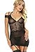 Queen Moon Babydolls Sexy Lingerie for Women for Sex Black Lace Bodysuit with Garter Straps and Stockings