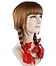 Brown Double Braid Wigs Long Hair with Straight Bangs for Role Play Costume Party
