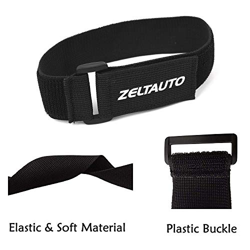 Zeltauto Elastic Hook and Loop Cable Tie Fastening Cable Strap Adjustable Magic Securing Cord Organizer (Black, 16 In, 4 Pcs)