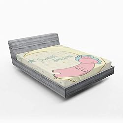 Ambesonne Hippo Fitted Sheet Set, Cartoon