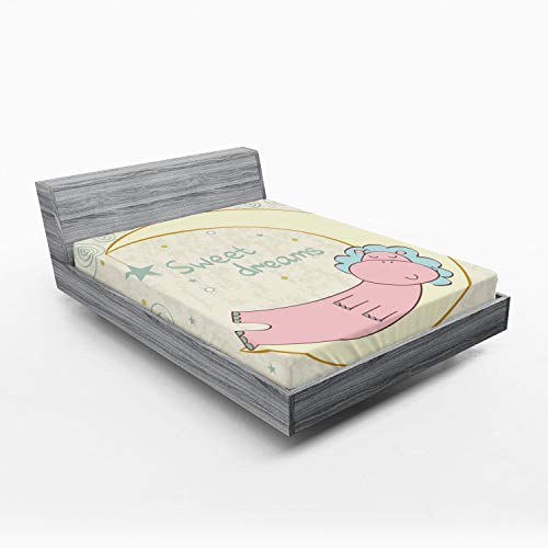 Ambesonne Hippo Fitted Sheet Set, Cartoon