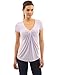 PattyBoutik Women V Neck Twist Knot Front Short Sleeve Top (Light Purple X-Large)