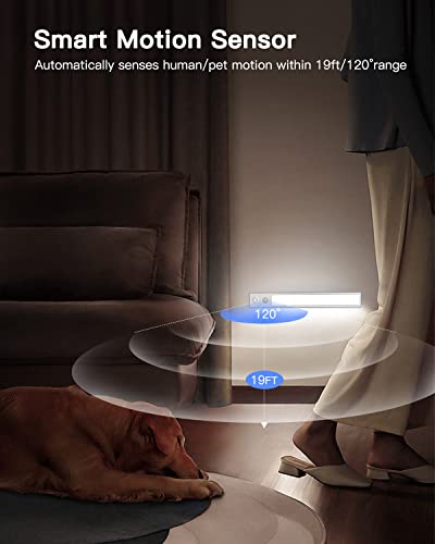 FULEN Under Cabinet Lights,3 Pack Motion Sensor Closet Lights,2500mAh Rechargeable Battery Operated Cabinet Lighting,Stick-On LED Closet Light,Wireless Indoor Lights Bar for Kitchen,Closets,Cabinet