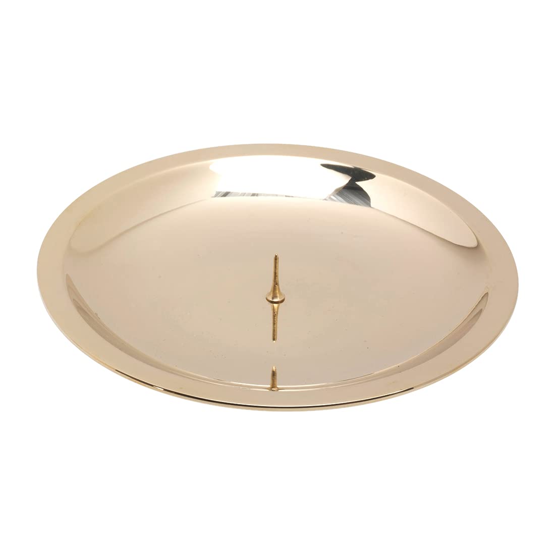 NKlaus Candle Plate with Spike Ø13cm Brass gold polished Candle Coaster Candle Holder 10567