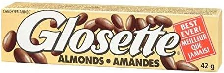 Glosette Chocolate Coating Almonds 42g Each Pack, Made in Canada (Almonds, 18 Packs)
