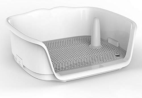 Dog Toilet Indoor Puppy Training Pad Pet Potty, with Fence Grid Removable Waste Pee Tray for Easier Clean Up, Non-Toxic Antibacterial Deodorant Gaxyd,Gray,L