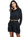 Zeagoo Women Cowl Collar Raglan Sleeve Solid Loose Pullover Hoodie Dress (Large, Navy Blue)