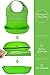ASC Baby Roll Up Bibs with Pocket for Babies and Toddlers (Set of 2), Made from Waterproof Silicone and Anti-Bacterial Fabric with Bonus Cute Spoon