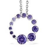 Simulated Tanzanite 925 Sterling Silver Gift Pendant Necklace with Stainless Steel Chain 3.1 cttw Size 20