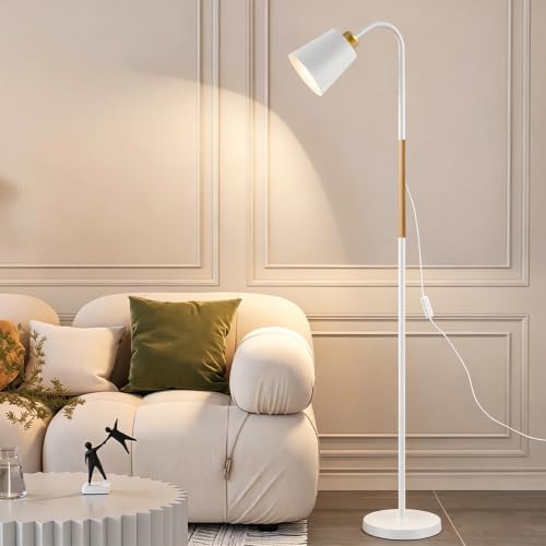 Luminária de Chão com Cúpula de Tecido, Estilo Minimalista, Inclui Lâmpada LED 12W, Iluminação Suave para Sala e Quarto, Base Estável