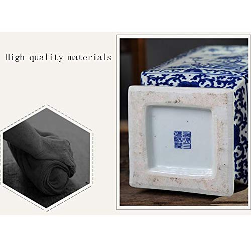 Ceramic Vase Square Blue and White Porcelain vase Living Room Home Ceramic Square vase Blue and White Porcelain Flower and Bird vase countertop