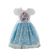 Blue Frozen Elsa Dress with Embroidered Lace for Age 3-8y