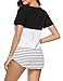 KATEKATECAT Womens Shirts Short Sleeve T Shirt Round Neck Striped Color Block Casual Blouse Tees