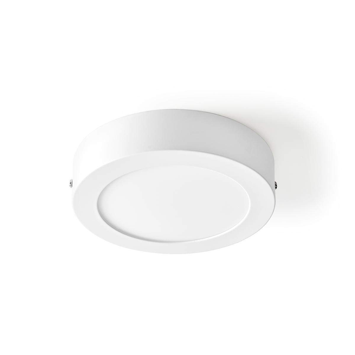 Nedis SmartLife Wi-Fi Ceiling Light, Adjustable Brightness and Colour Temperature 2700K-6500K, RGB,170mm Round White Aluminium - Voice Control with Alexa and Google Home