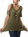Urban CoCo Women's Vogue Shoulder Off Wide Hem Design Top Shirt - Medium - Army Green