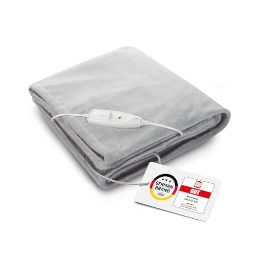 medisana HB 675 Kuschelheizdecke XXL, Heizdecke waschbar, Wärmedecke mit Abschaltautomatik, 4 Temperaturstufen, 200 x 150 cm, 2-farbig Wendeoptik, grau/dunkelgrau