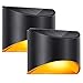 LeiDrail Solar Step Lights Outdoor Deck Fence Stair 2100K Warm Light Sun Powered LED Illuminated Landscape Lighting Waterproof for House Yard Garden Post Black - 2 Pack