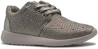 Womens Ladies Lace Up Glitter Sparkly Trainers Sneakers Gym Pumps Fitness Size