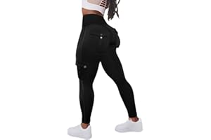 Flamingals Butt Lifting Leggings with Flap Pockets Workout Cargo Leggings for Women