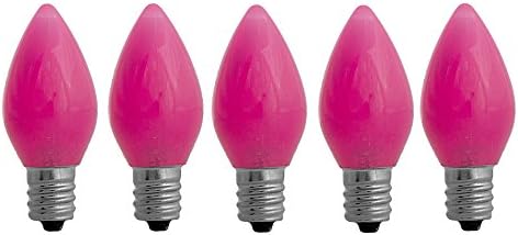 C7 Pink Opaque LED Bulbs - 5 pack Smooth Lens Pink Opaque C7 Replacement Bulbs