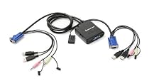 IOGEAR 2-Port VGA USB Cable KVM with Audio and Mic, GCS72U