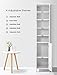 Tall Bathroom Cabinet Kealive Freestanding Linen Tower Storage Cabinet with 4 Adjustable Shelves, Wood, Elegant and Spacesaver White 15.8L x 13.4W x 72H