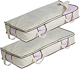 MISSLO Jumbo Under The Bed Organizer for Comforters, Sturdy Oxford Fabric Blanket Storage, Set of 2