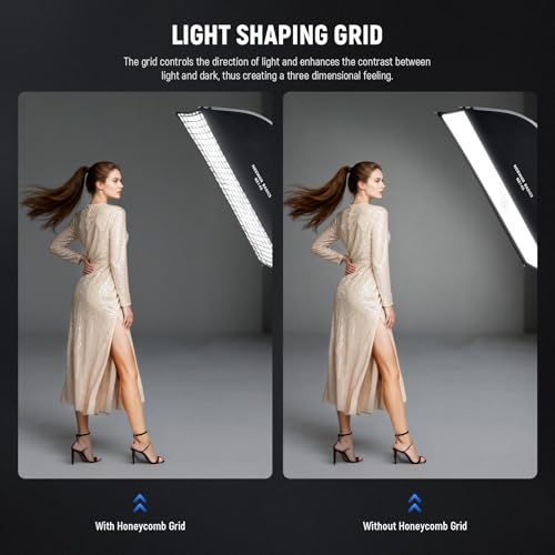 NEEWER BASICS Rectangular Softbox Kit, 12"x47" Quick Release Bowens Mount Strip Soft Box Light Diffuser Compatible with Godox Compatible with Aputure Studio Photography Video Recording Lighting, NS14S