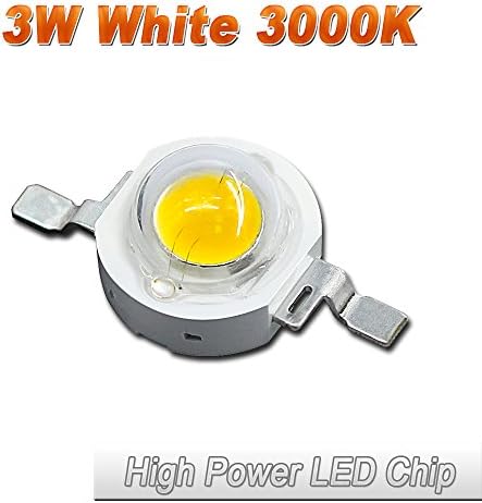 10 Pcs Hontiey High Power LED Chip 3W Warm White Light 3000K-3500K Bulbs 3 Watt Beads DIY Spotlights Floodlight COB Integration Lamp SMD