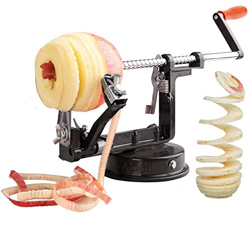 Apple Peelers, 3 In 1 Stainless Steel Apple Peelers Corer Slicer with Suction Base Spiral