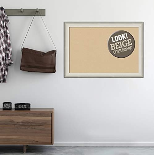 Amanti Art Allure White Tan Cork Framed Bulletin Boards, Size