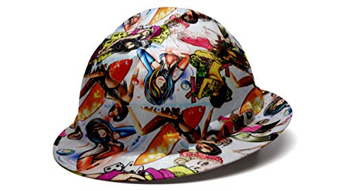 image for Full Brim Pyramex Hard Hat, Naughty Boy Lucky Lady Tattoo Design Safet