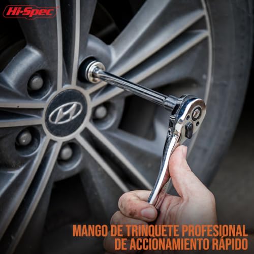 Hi-Spec Juego de Herramientas para Mecánica Automotriz de 67 Piezas. Herramientas Manuales de Bricolaje para Reparación y Mantenimiento de Automóviles, Bicicletas, y Motos. con Maletin de Transporte