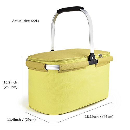 Insulated Picnic Basket Cooler Bag 22L for Camping BBQ Outdoor Sports - Thumbnail 2