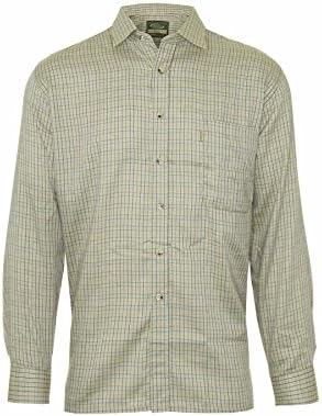 MENS CHAMPION CARTMEL COUNTRY CHECK SHOOTING LONG SLEEVE SHIRT CHEST POCKET (3XLarge, Olive)