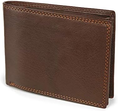 Genuine Leather Wallet for Men with Coin Pocket - Pocket with Zip - Trifold Mans Wallet with Inserts for Credit Cards, Document, ID and Bills- - 12.5x9.5x2 cm - Designer Italiano (Dark Brown)