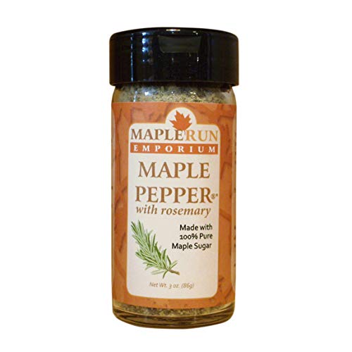 Maple Pepper® with Rosemary–Savory Gourmet Dry Herb Blend–Season Chicken–Rub Pork–Fry Fish–Spice Lamb–3oz Glass Shaker Jar–Culinary Seasoning for Kitchen–Camping–Barbecue Grilling