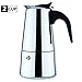 2-Cup Stovetop Espresso Moka Coffee Maker Pot - Best Polished Stainless Steel Coffee Percolator with Permanent Filter and Heat Resistant Handle - Ideal to Brew Coffee in Your Home Kitchen and Office