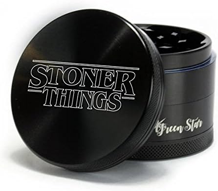 The Stash Company- Stoner Things Herb Grinder, 5 Piece Grinder Kit, Lightweight Premium Quality Aluminum, Stranger Things, 2.5 inch Large 4-Part Herb Grinder, Black