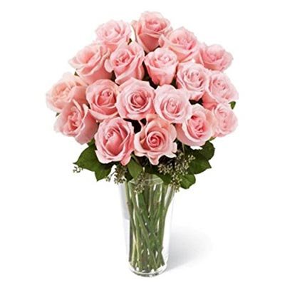 FloraZone Fresh Flowers Pink Elegance Pink Roses in a Glass Vase Same Day Delivery