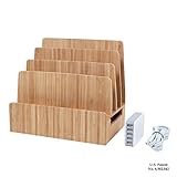 MobileVision Bamboo Charging Station & Multi Device Organizer Slim Version w/ 5-USB Port Charger Included for Smartphones, Tablets, and Laptops