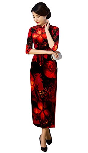 Angcoco Women's Velvet Cheongsam Dress China Qipao