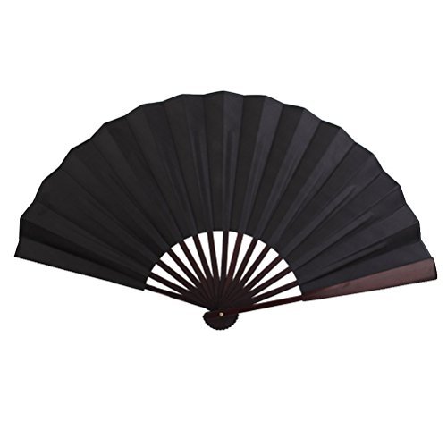 Fenical Bamboo Folding Hand Black Fan Wedding Party Gift For Men