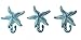 Starfish Cast Iron Wall Hooks Antique Blue - Set of 3 for Coats, Aprons, Hats, Towels, Pot Holders, More
