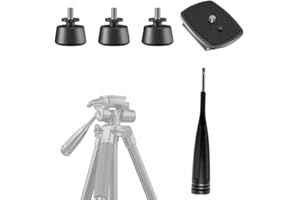 GENERIC CAMBOFOTO Universal Tripod Accessory Kit, Compatible with DSLR, Smartphone, and Camcorder (1 QR Plate, 3 Leg Pads, 1 Handle)