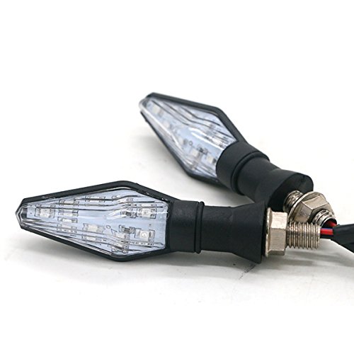 TASWK 2Pcs Motorcycle LED Double Indicator Lights Turn Signals (Amber and Blue)