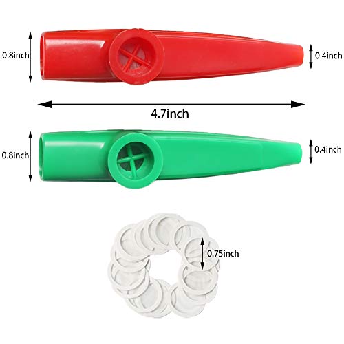 LovesTown Kazoos Musical Instruments,18 Pcs Plastic Kazoos with 20Pcs Kazoo Flute Diaphragms Colorful Kazoos for Kids Guitar Ukulele Violin Piano Keyboard